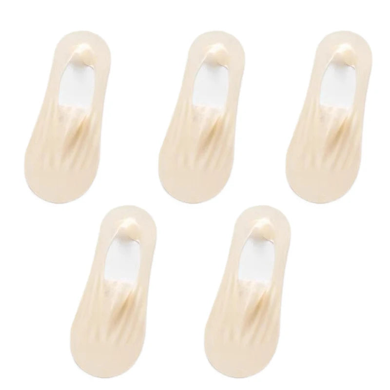 5Pairs Women Invisible Boat Socks Breathable Ultra-thin Sock Slippers High Quality Elastic Silk Low Sox
