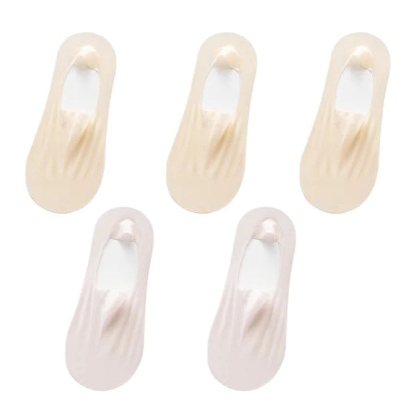 5Pairs Women Invisible Boat Socks Breathable Ultra-thin Sock Slippers High Quality Elastic Silk Low Sox