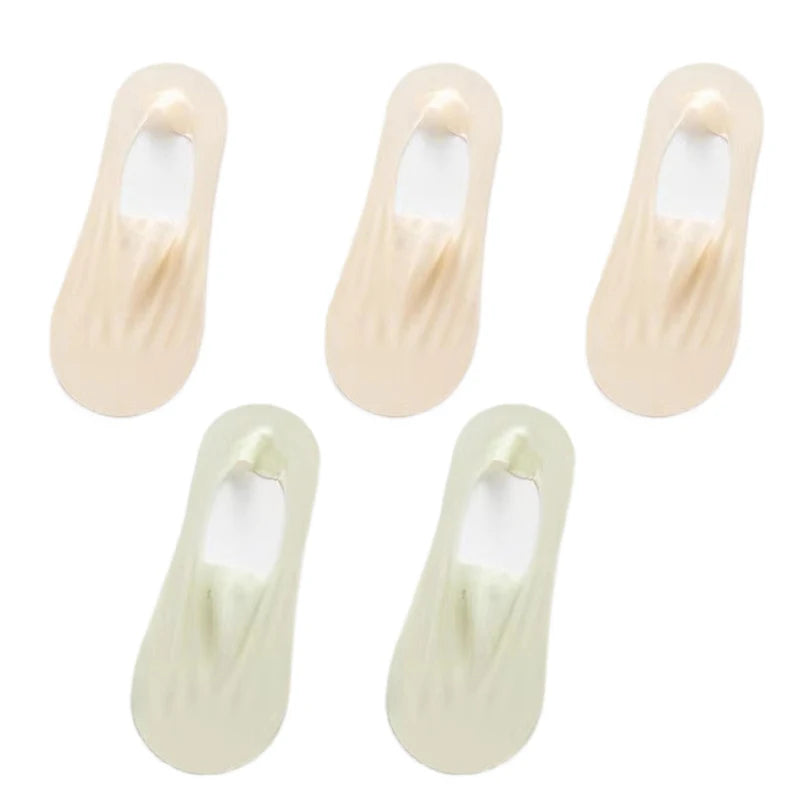 5Pairs Women Invisible Boat Socks Breathable Ultra-thin Sock Slippers High Quality Elastic Silk Low Sox