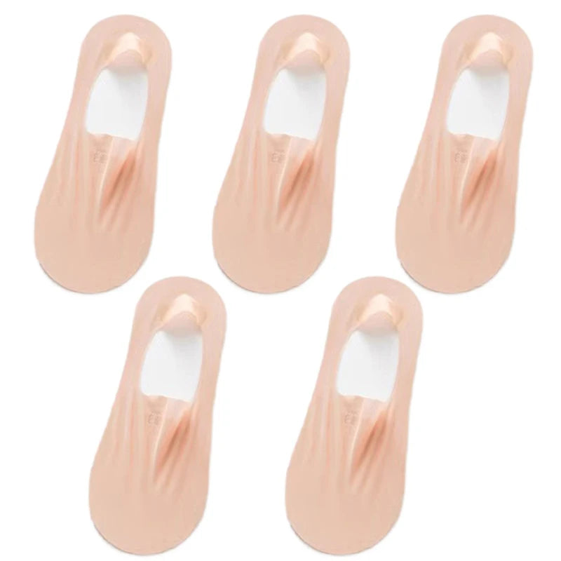 5Pairs Women Invisible Boat Socks Breathable Ultra-thin Sock Slippers High Quality Elastic Silk Low Sox
