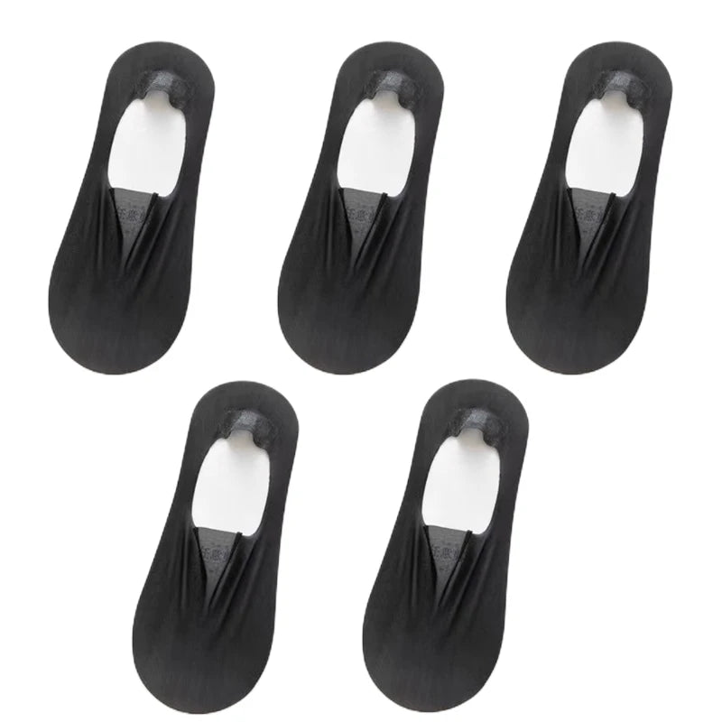 5Pairs Women Invisible Boat Socks Breathable Ultra-thin Sock Slippers High Quality Elastic Silk Low Sox