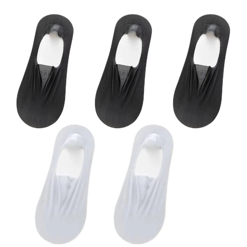 5Pairs Women Invisible Boat Socks Breathable Ultra-thin Sock Slippers High Quality Elastic Silk Low Sox