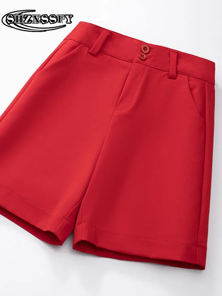 Summer Shorts High Waisted Loose Solid New Shorts for Women Casual Cotton Fashion Orange Female Shorts 2024