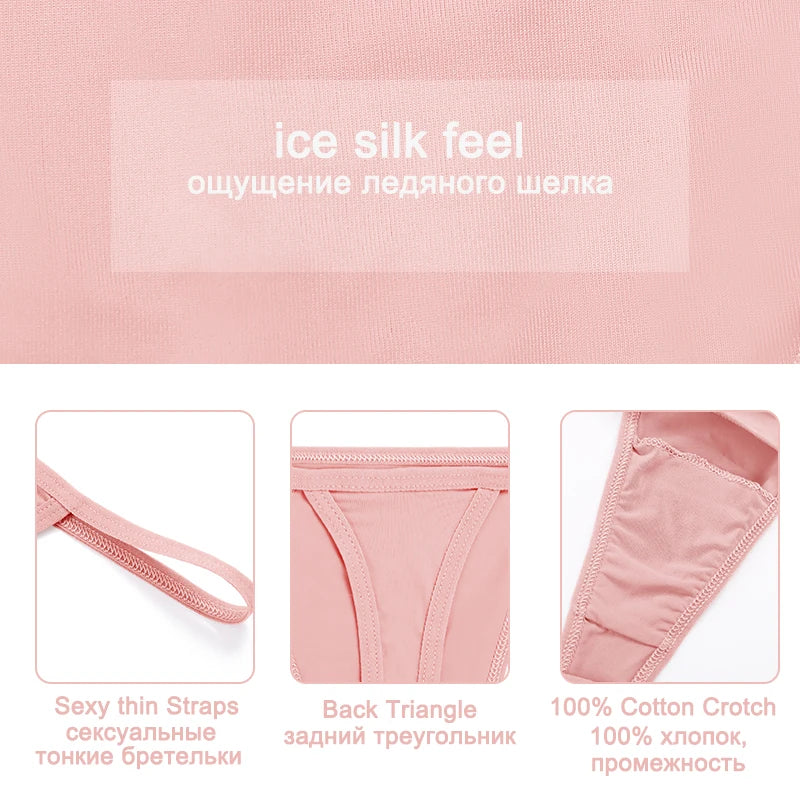 5Pcs/Set Sexy Women G-String Low Waist Panties Intimate Lingerie Female Underpants Cotton T-back Pantys Thin Strap Thong