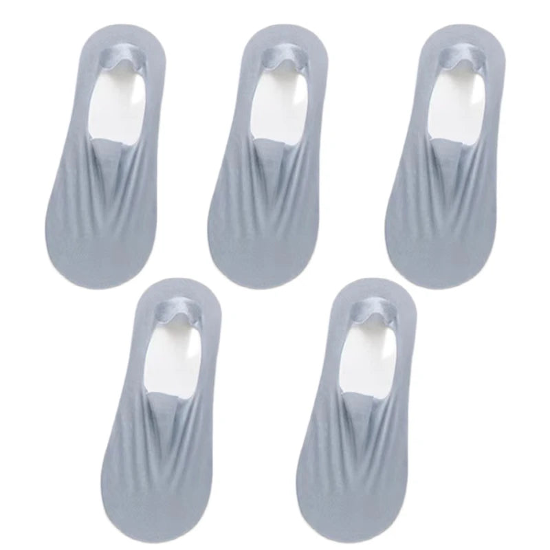 5Pairs Women Invisible Boat Socks Breathable Ultra-thin Sock Slippers High Quality Elastic Silk Low Sox