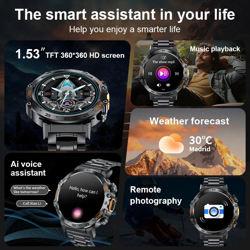Smart Watch screen Waterproof Sports Watches Flashlight Smartwatch For Andrio