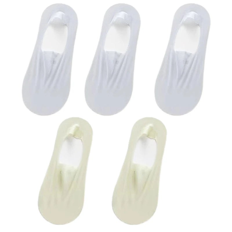 5Pairs Women Invisible Boat Socks Breathable Ultra-thin Sock Slippers High Quality Elastic Silk Low Sox