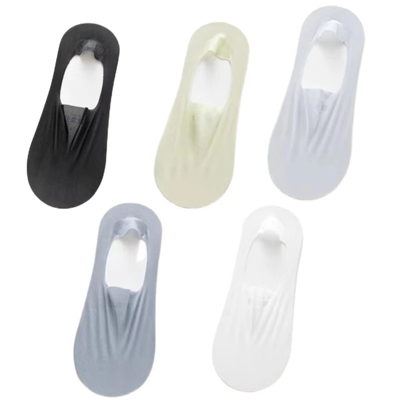 5Pairs Women Invisible Boat Socks Breathable  Ultra-thin Sock Slippers High Quality Elastic Silk Low Sox