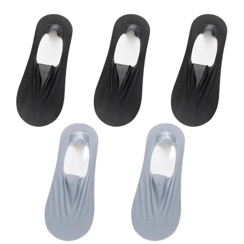 5Pairs Women Invisible Boat Socks Breathable  Ultra-thin Sock Slippers High Quality Elastic Silk Low Sox